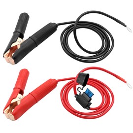 HuaLiSiJi HuaLiSiJi Krokodilklemmen Autobatterie 12V 24V, Batteriekabel Klemmen mit Sicherung KFZ Wechselrichter Krokodilklemme O Ring Anschluss 14AWG 20A, fr Autobatterie, Anderes Ger?t (1m)