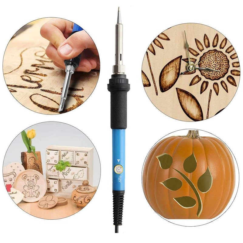 Wood Burning Kit Professional Pyrography Pen Tool Set Adjustable Temperature