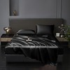 Revdomfly 4 Pcs King Size Luxury Silky Soft Black Satin