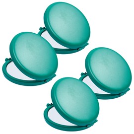 Compact Mirror for Purse, Metal Round Shell, Double-Sided 1X/2X Magnifying, Portable Travel Makeup Mirror, Mini Pocket Mirror, Peacock Green, 4 Packs