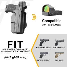 OWB Thumb Release Holster for Smith & Wesson M&P 9/40 M2.0 Full Size 4.25'' and M2.0 Compact 4'' 3.6'',S&W SD9 VE. Outside Waistband Carry Holster, Level II Retention Locking System. Right Hand