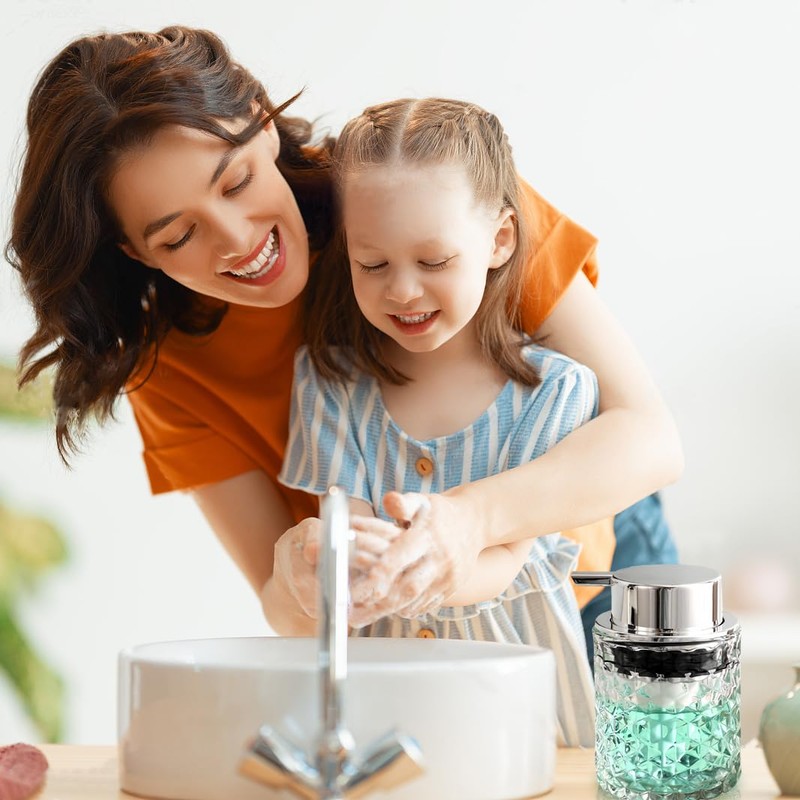 Malachi Foaming Hand Soap Dispenser, Refillable Clear Glass Pump Bottles