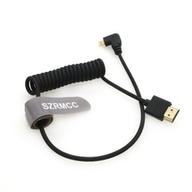 SZRMCC 8K 2.1 Micro HDMI Left Angle to HDMI High Speed Coiled Braided Cable for GoPro Hero 3/4 Canon EOS M5 Sony A6000 A7III RX10 Nikon B500 Z6 Raspberry Pi 4 Atomos Ninja 2 Monitor
