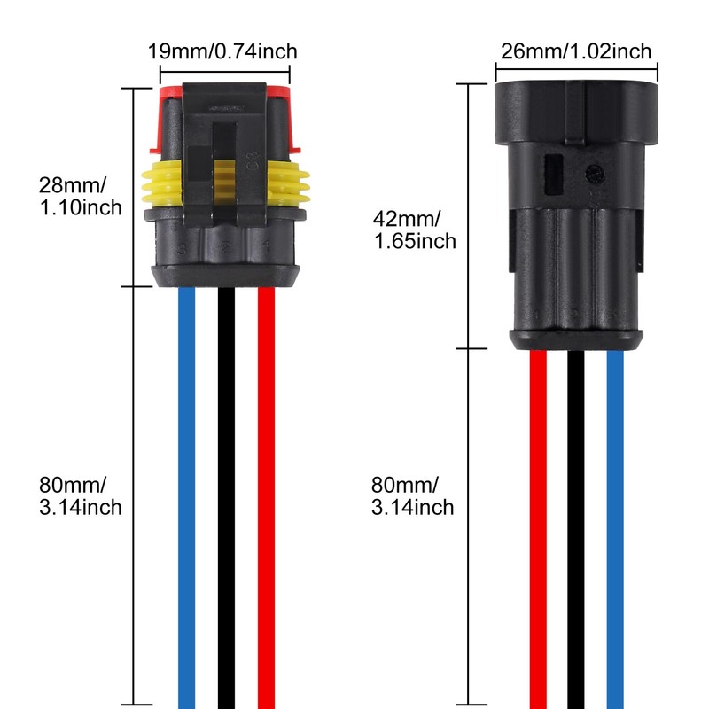 10PCS 3 Pin Electrical Wire Connectors Male and Female Plug