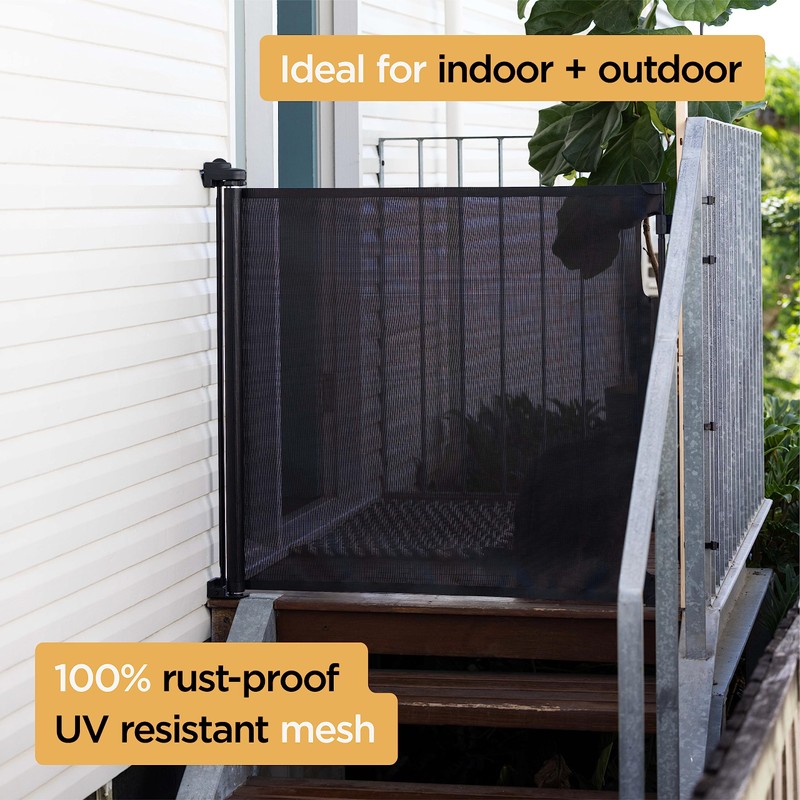 Hakuna Pets Indoor/Outdoor Paw Proof Retractable Dog Gate, 36.6" Tall