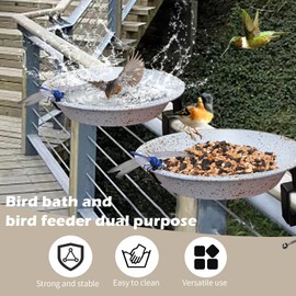 FKKsparkler Deck Mounted Birdbath 11.4 inch Bird Feeder for Deck Railing with Adjustable Sturdy Metal Clamp Balcony Railing Birdbaths for Garden Decor in White Color