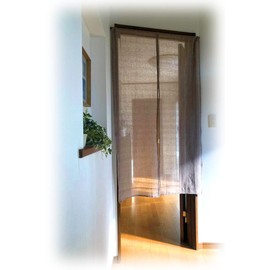 Noren Natural Material 100% Cotton Divider Partition Plain Simple Soft Light Fluffy Gauze Type 59.1 inches (150 cm) Length Natural Indian Cotton (Brown_CM577)