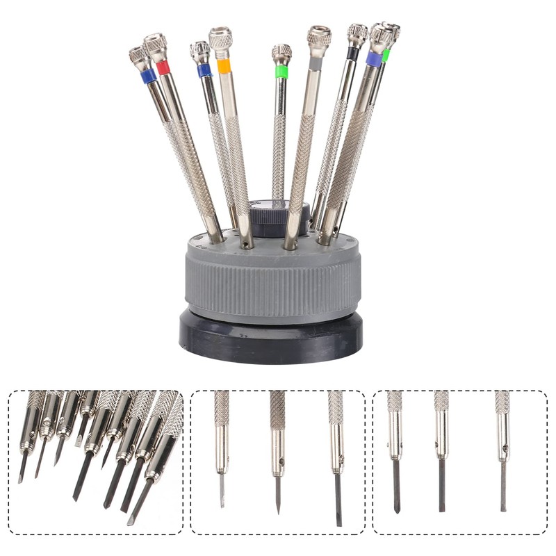 Mipcase Watch Screwdriver Set - 9pcs Flat Slotted Different Sizes