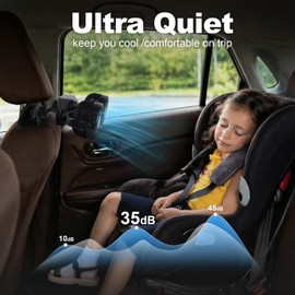 6000mAh Rechargeable Dual Car Fan for Backseat, 3-Speed Separate Controlled