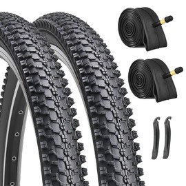 Hycline 2 Pack Bike Tires Set,26x1.95 Inch Folding Replacement Tire Plus 2 Pack 26-inch Bike Tubes and Levers for MTB Mountain Bicycle
