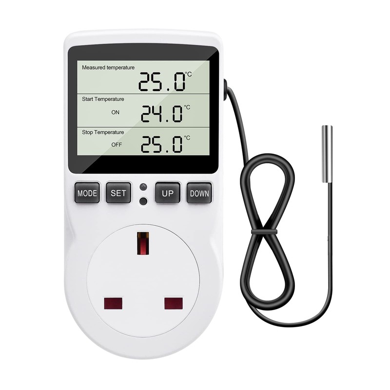 Diymore Digital Thermostat,230V Temperature Controller Socket Outlet,13A Timer Switch Plug
