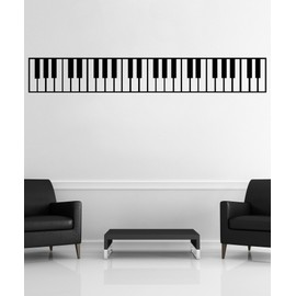 Piano Keys Wall Decal Sticker. Musical Instrument Decor. 22in X 150in Size. Safer Than Wallpaper. Black Color.