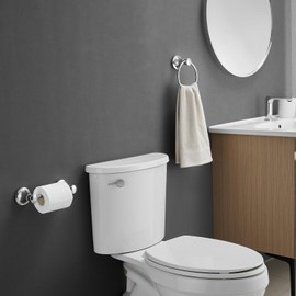 RUMOSE Toilet Paper Holder and Hand Towel Ring Polished Chrome Wall Mount Bathroom Hardware Accessories 2 PCS Set Flexible Pivoting Toilet Tissue Roll Holder and Towel Hanger, Stainless Steel