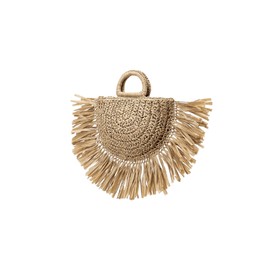 Floerns Women's Straw Bag Holiday Beach Vacation Fringe Trim Handbag Khaki One Size