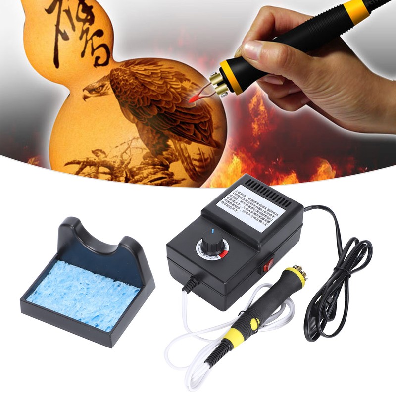 Woodburner Machine Adjustable Temperature Professional Burning Pyrography Set Art SuppliesEU