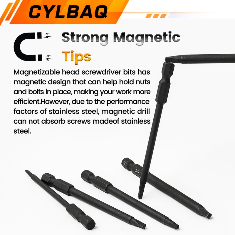 CYLBAQ 89mm Triangle Screwdriver Bits Square Screwdriver Bits, S2 Steel