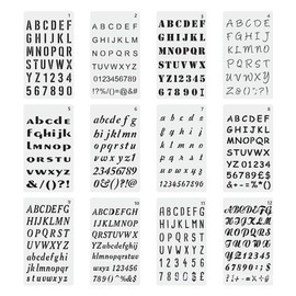 eusable Plastic Letter Template, 12 Pack, 4 x 7 Inch,Lettering Alphabet Stencil and Numbers, Bullet Journaling Stencils,for Journal Notebook Diary Scrapbook Decor