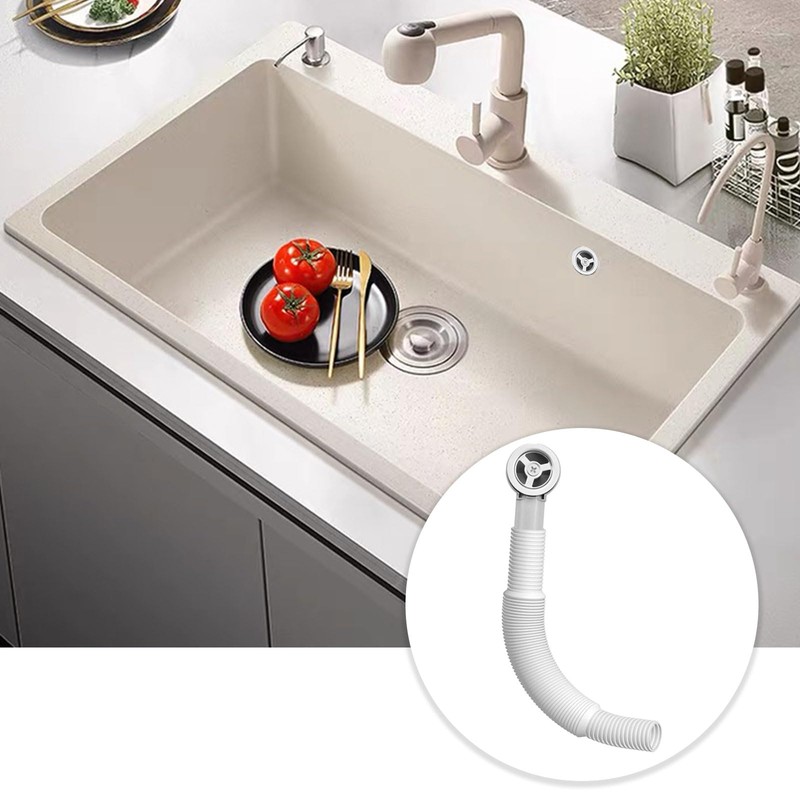 Bamyli 2-Piece Round Sink Overflow Kit, 250mm PP Tube, White,