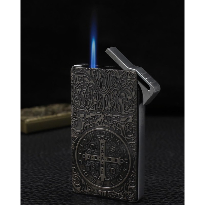 St. Benedict Metal Lighter, Refillable Torch Butane Windproof Lighter with