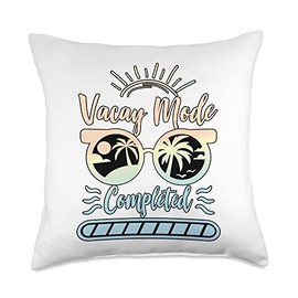 Vacation Summer Recess loading mode Vacay Mode Completed Throw Pillow, 18x18, Multicolor