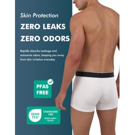 AIRCUTE Men Urinary Incontinence Underwear Washable Absorbency Soft Bladder Leak Proof Boxer Briefs 60 ML 3 Pack (X-Large,3 White)