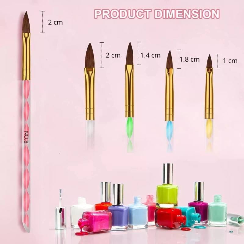 Veraly 5 Pinceles Para Acrílicos Para Decoración Uñas 5 Medidas