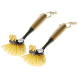 K&G Premium Dish Brush Set, 2 Pack, Ergonomic, Wood & Plastic, 29 cm - Effective Cleaning for Kitchen and Household, Grey