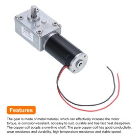 MECCANIXITY DC 12V High Torque Turbine Worm Geared Motor with 8mm Shaft 50RPM Geared Motor with Wire for Electric Fireplace