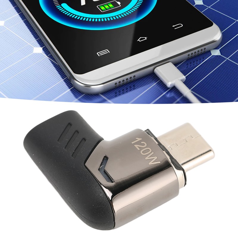 USB C Magnetic Adapter Right Angle with Light PD 120W