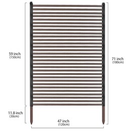 Twira Outdoor Privacy Screen 47" x 71", Extra Large Fence Screen for Outside, Trash Can Metal Privacy Panels, 4FT x 6FT Decorative Pipes and Slats Divider Fence Privacy for Backyard Patio Garden Brown