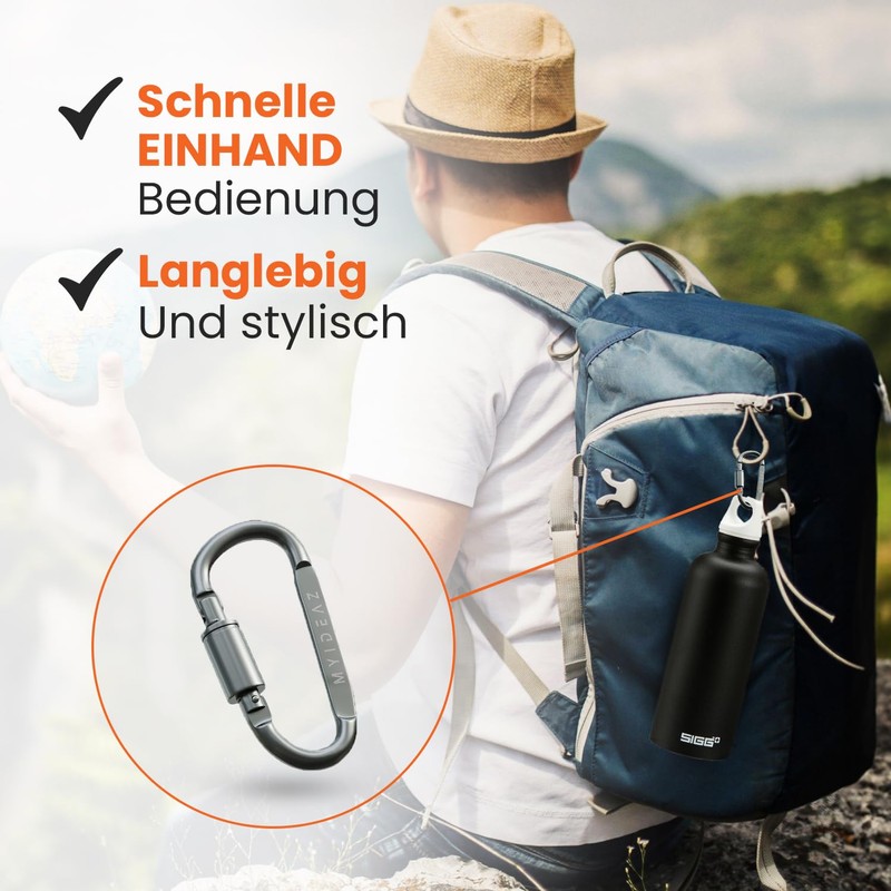 MyIdeaz Carabiner with spring-loaded gate, D shape carabiner set, 80