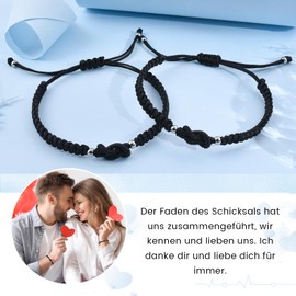 MANVEN Partner Bracelets Couples Bracelet Couples Gifts Kabbalah Rope Lucky Bracelet Amulet for Boyfriend Friends Fiancée Valentine's Day Christmas Day Birthday, Leather, No gemstone