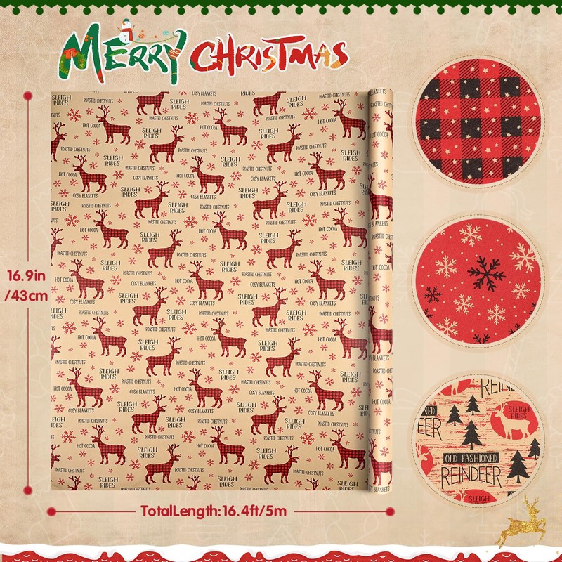 Anvure Christmas Wrapping Paper (4 Rolls: 93 sq. ft total)