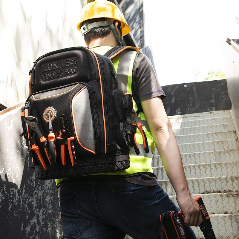 Tool Bag Backpack with 2 Canvas Tool Pouch Tool Kit,
