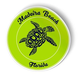Squiddy Madeira Beach Florida Turtle Beach - Vinyl Sticker Decal for Phone, Laptop, Water Bottle (2.5" high)