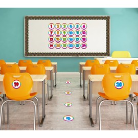 FLYAB Line up Stickers for Classroom - 36pcs 4" Floor Numbers Spots for Lining up Line up Stickers Classroom Floor Dots for Back to School Preschool Kindergarten Decoration