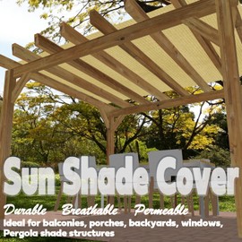 Alion Home Outdoor Pergola Sun Shade Cover Cloth Patio Canopy HDPE Permeable with Grommets (10' x 6', Sand)