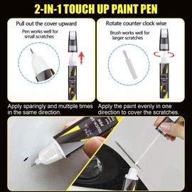 Ebony Twilight Metallic(GB8/WA384A) for GMC Touch Up Paint Pen, 2 in 1 Car Scratch Remover with Pen Tip and Brush, Exact Color-Matched for Car Paint Scratch Repair