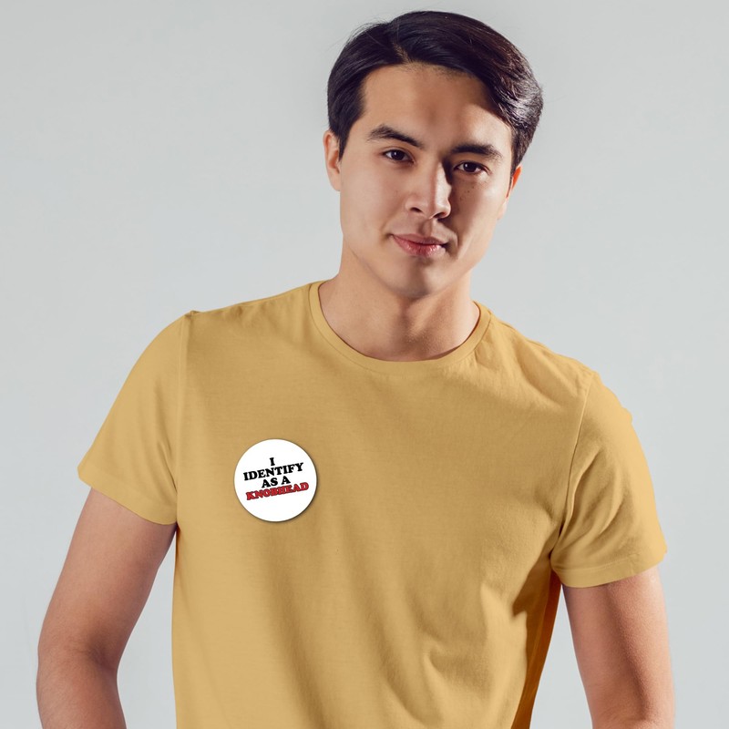 Funny Rude Badge - I Identify As A Knobhead Novelty
