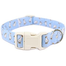 Summer Dog Collar, Blue Goose Puppy Collar Durable Soft Cotton Pet Colars with Quick Release Buckle, Adjustable Girl Boy Dog Collars for Female Small Medium Large Dogs, M