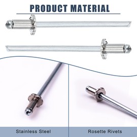 GTPARTES Nos Dash Rosette Rivets Stainless Steel Fit For Mopar Ford Amc Vin Door Tag 4pcs