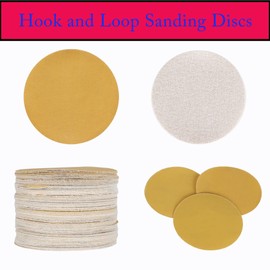 Waltyotur 100Pcs Hook and Loop Sanding Discs 6 Inch NO-Hole 320-Grit Sandpaper With Backing for Polishing Accessories - Aluminum Oxide Round