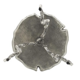 A and B Home 23.6" H Round Silver Antique Aluminum Indoor Side Table w/Twig Accents