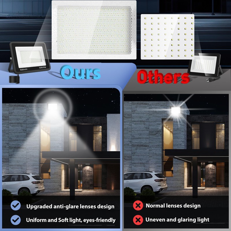 kelinvmi 100 W Outdoor LED Floodlight, 10000 lm LED Floodlight,