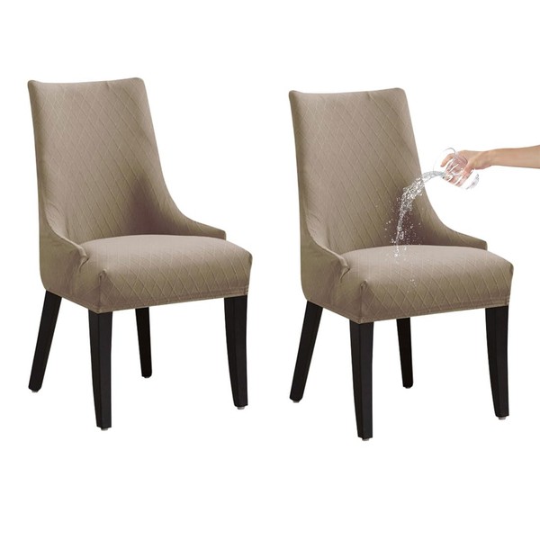 RHYII Waterproof Wingback Side Chair Cover Set of 2, Stretch