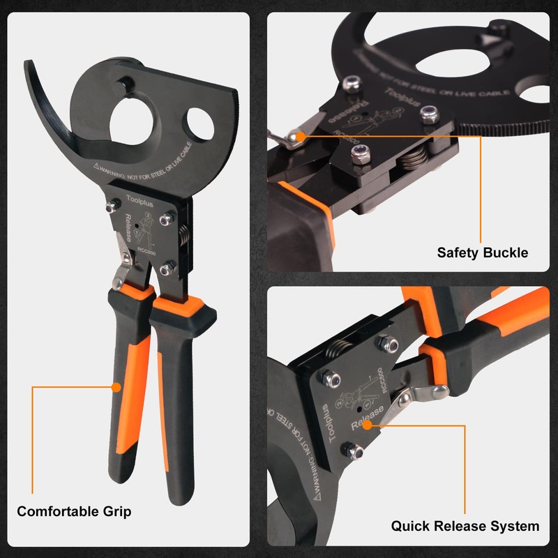 Nasop Compact Heavy Duty Ratcheting Cable Cutter for 300MCM copper