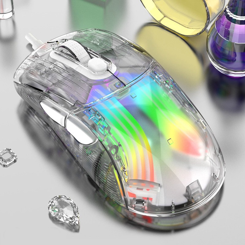 Gaming Mouse Transparent Wired Mechanical Mouse 6 DPI Adjustable RGB