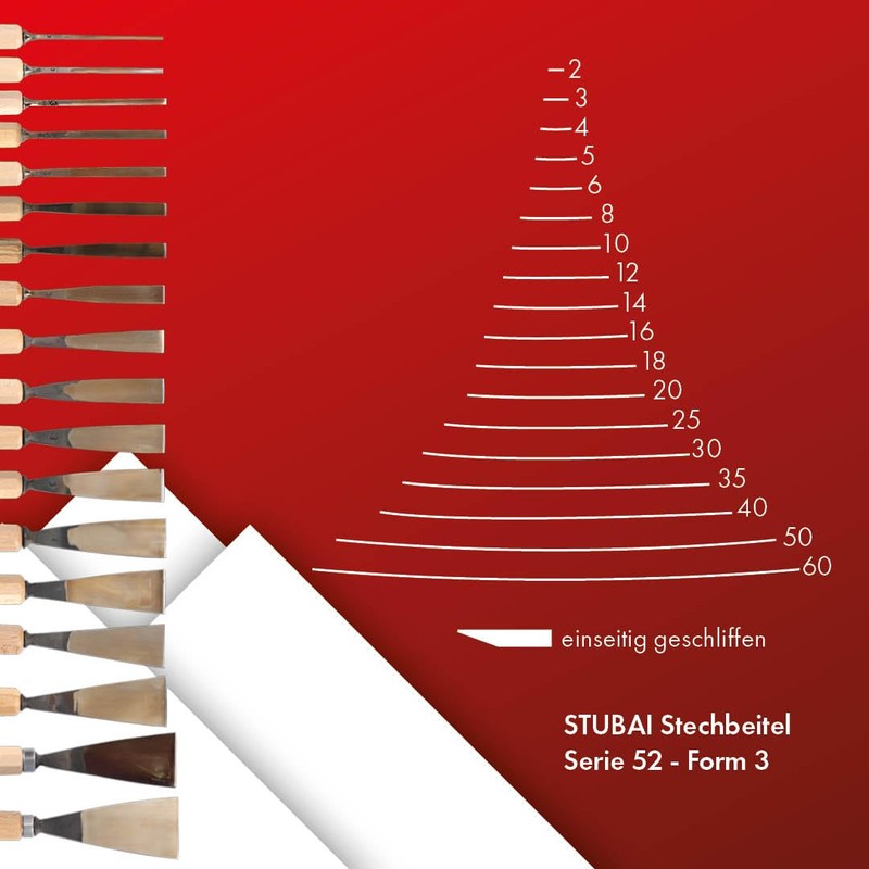 Stubai 520314 14 mm Woodcarving Chisel in PVC Bag