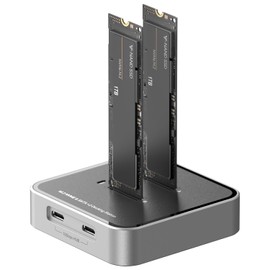 MiliPow Dual Bay M.2 NVME SATA SSD Enclosure, USB 3.2 10Gbps HUB PCIE NVMe Docking Station, Up to 16TB, Plug and Play, with M.2 SSD Storage Case