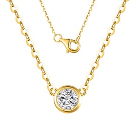 Caratant Sterling Silver Diamond Solitaire Station Necklace Series,No fading, No allergies,Lab grown Diamond, DEF VS~VVS,Lobster buckle (Solitaire Necklace (Yellow))